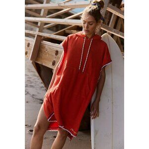 NEW FREE PEOPLE FP MOVEMENT KAI PULLOVER HOODIE DRESS SCARLETT COMBO XSMALL